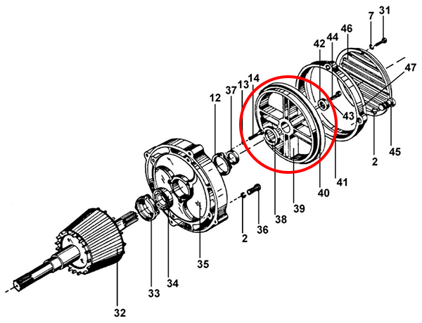 Тормозное колесо (вентилятор) электродвигателя подъема