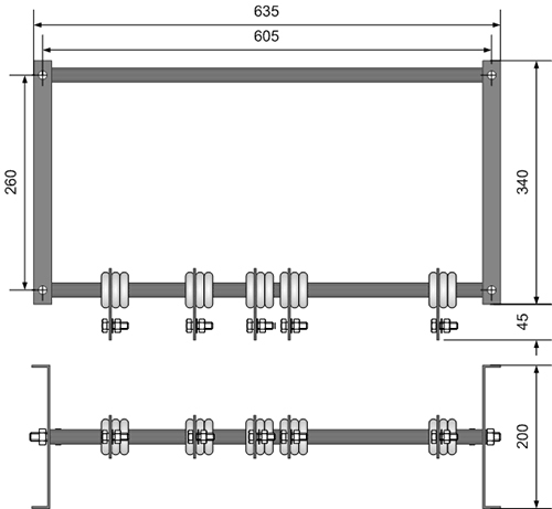Блок резисторов БФК - габаритно-присоединительные размеры
